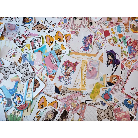 Kawaii stationery grab bag assorted with stickers,Postcards,Note papers 100 Pcs. - Picture 4 of 6